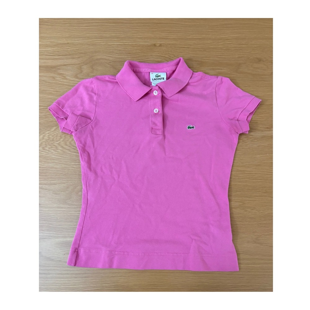 Lacoste Womens Pink Stretch Pique Short Sleeve Polo Shirt Size 34 F4811